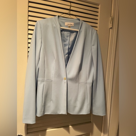 Women’s 14 Calvin Klein Powder /Light Blue Suit Blazer - Picture 2 of 6